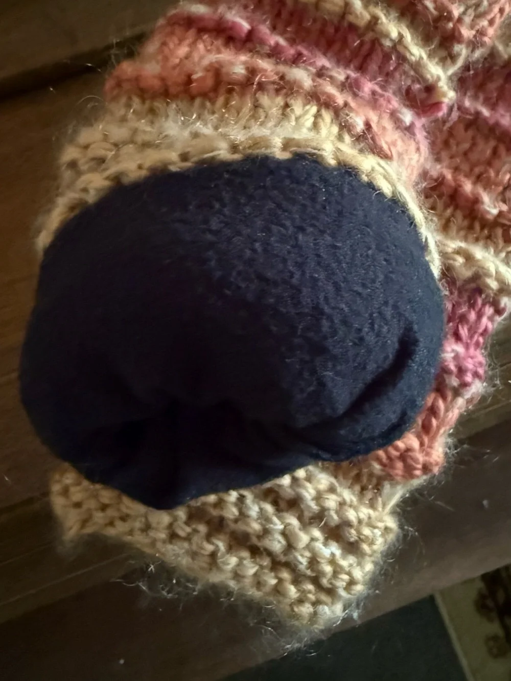 Handmade Knit Arm Warmers in Pink, Peach & Cream